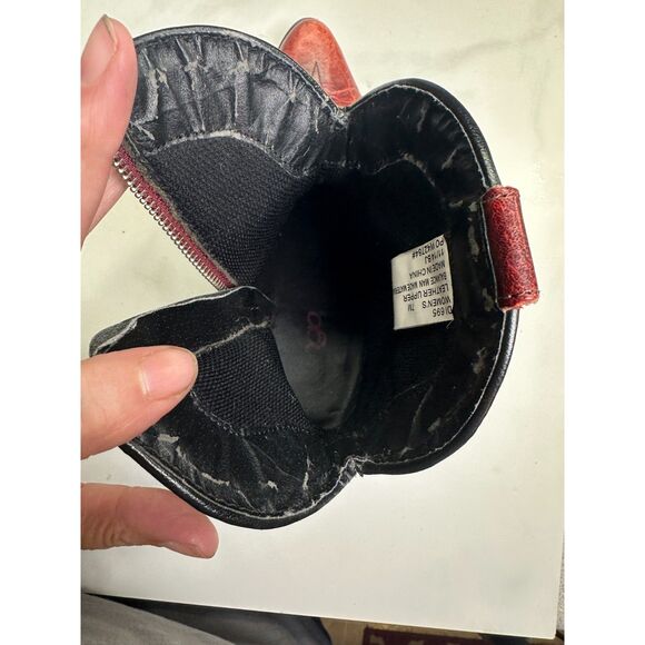 Dingo Adobe Rose Distressed Red Leather Short Western Cowboy Boots, Size 7 - Picture 11 of 14